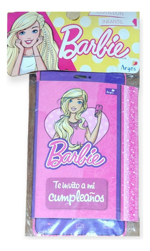 Barbie 6 Tarjetas De Invitación Para Cotillón Cumpleaños 