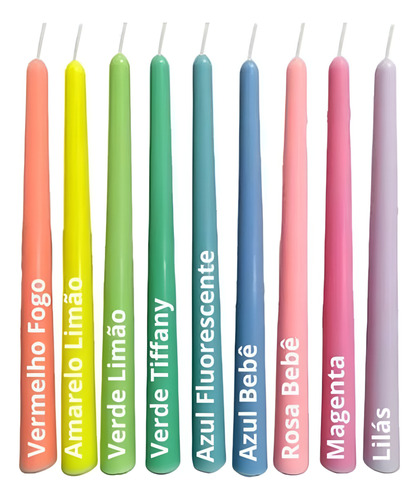 Vela Para Castiçal Palito Grande 26cm Kit 10 Unidades