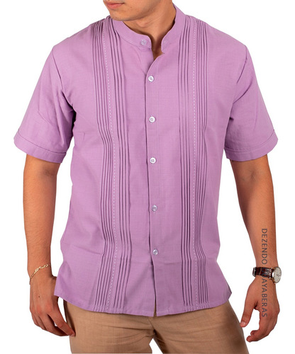 Guayabera Yucateca En Cuello Mao  Modelo Chapap Manga Corta