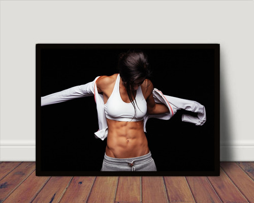 Quadro / Poster Com Moldura Academia Mulher Fitness P4052