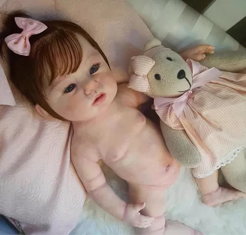 Bebê Reborn de Silicone Sólido Mama e faz xixi Hiper Realista Pode dar Banho