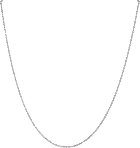 Collar De Cadena De Cuerda Maciza Fina De Plata De Ley 925 D