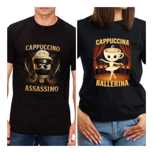 Remeras Pareja The Italian Brainrot Ai Animals Capuccina