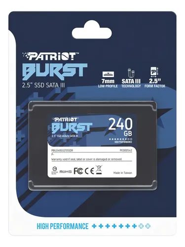 Hd Ssd Patriot Burst Pbu240gs25ssdr Pe000542 240gb Preto Cinza