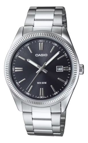 Reloj Casio Mtp-1302d-1a1vvt Vintage-acero Plateado Acero Negro