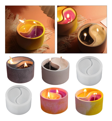 Molde De Silicona Concrete Taichi Candle Cup Diy Yinyang Gyp