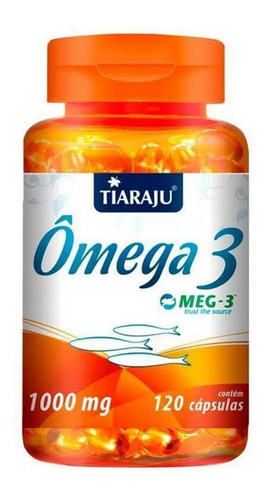 Omega 3 Fish Oil 1000mg 120 Caps Meg-3 Tiaraju Sabor Sem sabor