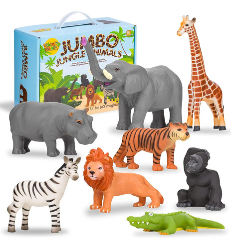 Juego De 8 Figuras De Animales De Safari Jumbo