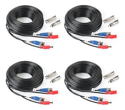 Shd 4pack 33feet Cable De Alimentacion Bnc Vedio Camara Pref