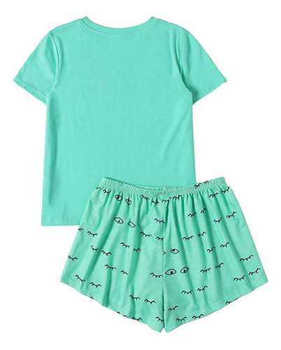 Zh Pantalones Cortos Con Estampado Manga Corta For Mujer, R