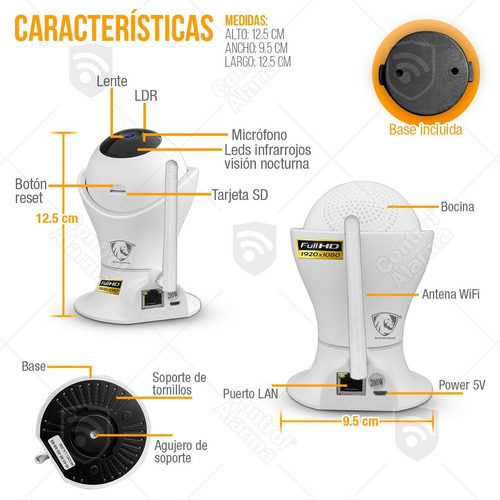 Imagen 9 de 10 de Camara Wifi Ip 1080p Preset 360 Nube Seguridad Vigilancia