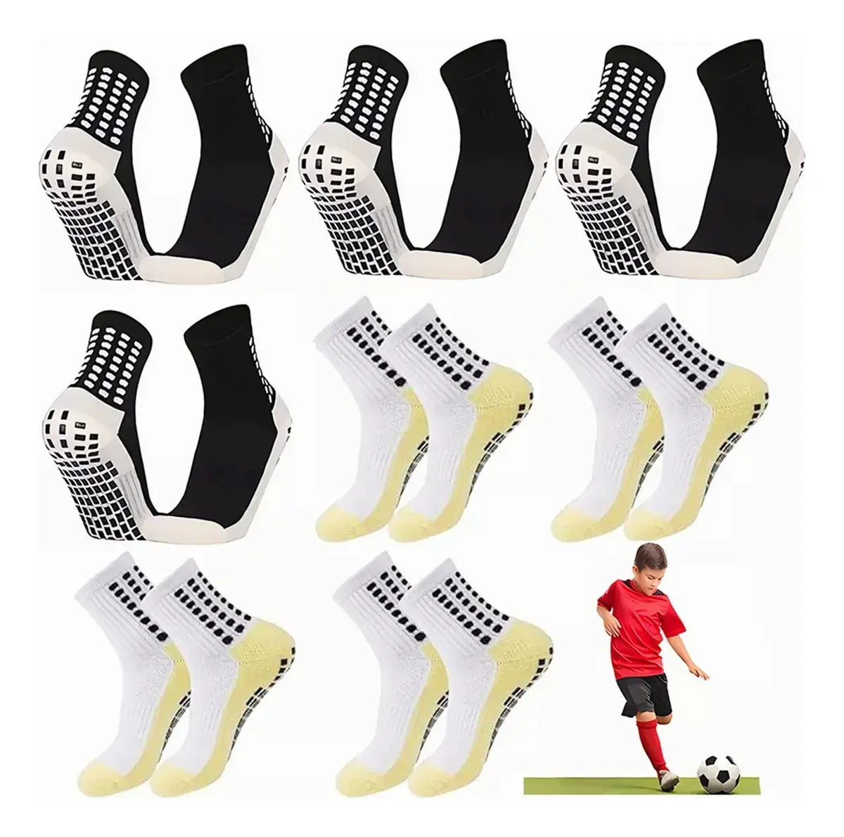 8 pares de meias infantis antiderrapantes de algodão respirável Tigmanerung para basquete de joelho, corrida, ioga, ciclismo e academia