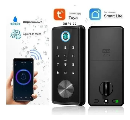 Fechadura Digital Wifi Sem Maçaneta Prova D'agua Prata Luxo