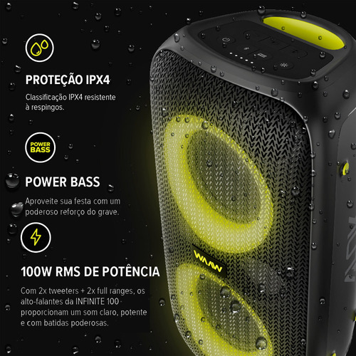 Caixa De Som 100w Rms Bluetooth Infinite 100 Waaw By Alok