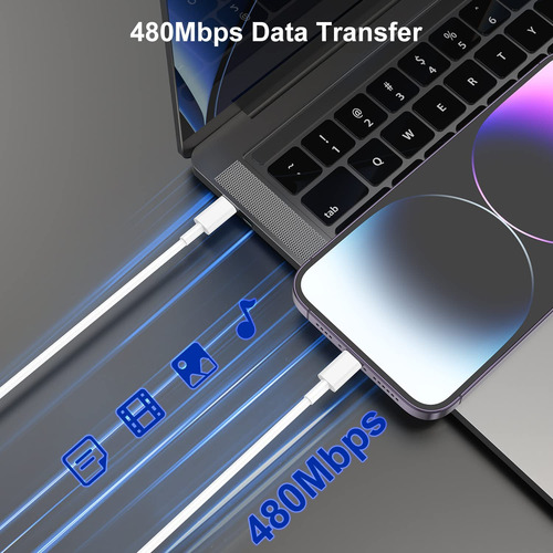 Cable Usb-c A Lightning De 1 M Para iPhone 14 [apple Mfi Cer