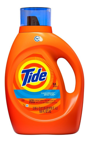 Detergente Líquido Tide Clean Breeze, 64 Lavadas,2.95 L