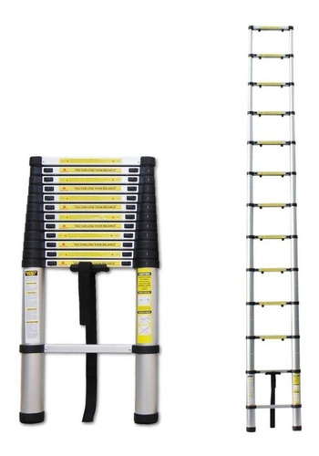 Escada Telescópica Extensiva De Alumínio 13 Degraus 3,8mts
