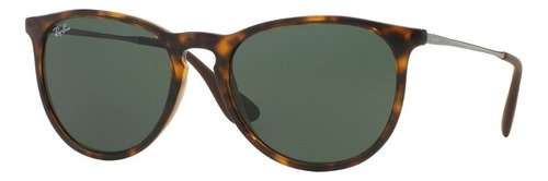 Gafas De Sol Ray-ban Erika Classic Standard Con Marco De Nailon Color Polished Tortoise, Lente Green De Policarbonato Clásica, Varilla Gunmetal De Metal - Rb4171