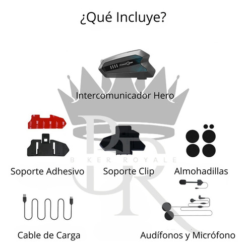 Intercomunicador Freedconn Hero Para Casco Motociclista Bluetooth 5.1 + EDR, Color Negro, Conectividad Con 6 Bikers, Comparte Música, Compatibilidad Con Otras Marcas