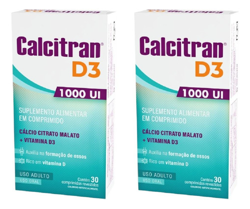 Kit Calcitran D3 1000ui Com 2 Caixas De 30 Comprimidos Cada
