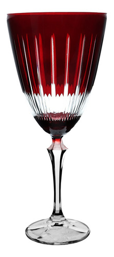 Taça Vinho Cristal Bohemia Elizabeth Lapidado 350ml Vermelha Cor Vermelho