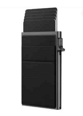 Imagen 1 de 1 de Nuevo Tarjetero Negro Con Bolsillos Rfid Expulsable
