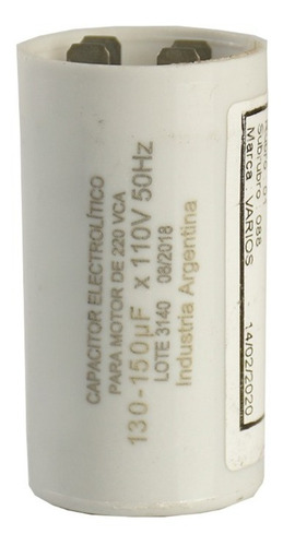 Capacitor Condensador Electrolítico Arranque 130-150 Mf 110v