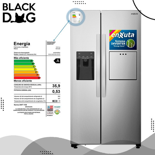 Imagen 4 de 5 de Heladera Inverter Nofrost Enxuta Renx16600i 532l 220v