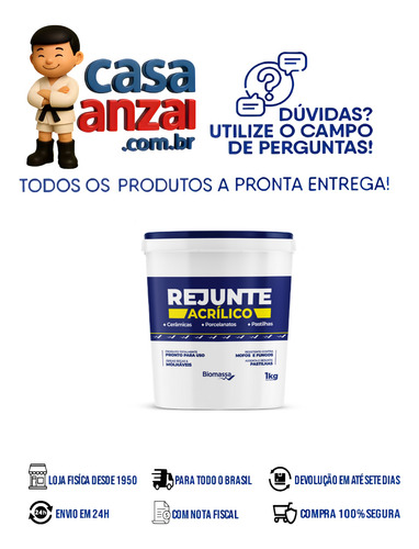 Biomassa Rejunte Acrilico 1kg Pote - Platina