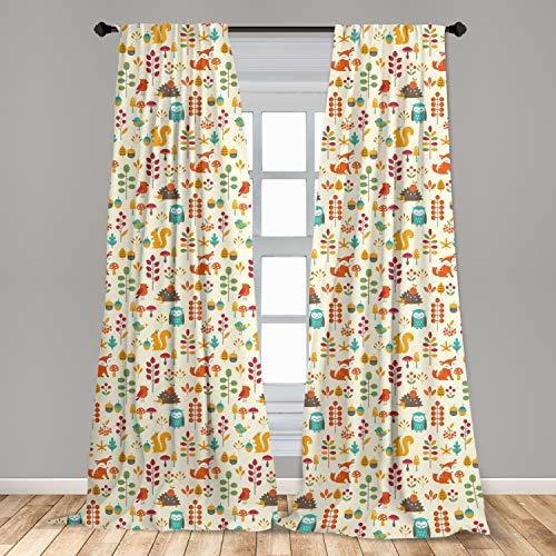 Cortina  Ambesonne - Cortinas Para Niños, Patrón De Otoño