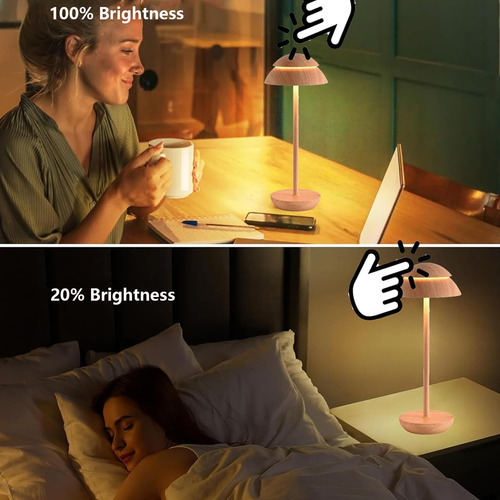 Elegante Lámpara Led En Forma De Hongo: Recargable, 3 Modos,