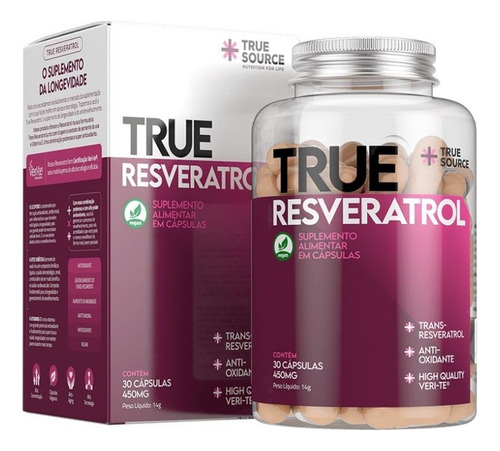 True Resveratrol 450mg (30 Caps) True Source - Sem Sabor Sem Sabor
