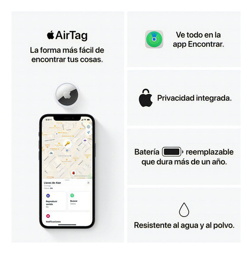 Apple Airtag Blanco - Localizador De Objetos 1 Unidad