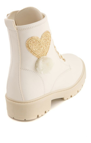Bota Moda Urban Z87508pv Niñas Flats Cordones Crema