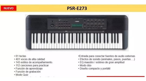  Teclado Yahama Original Psr E273 Estuche + Base + Dvd 