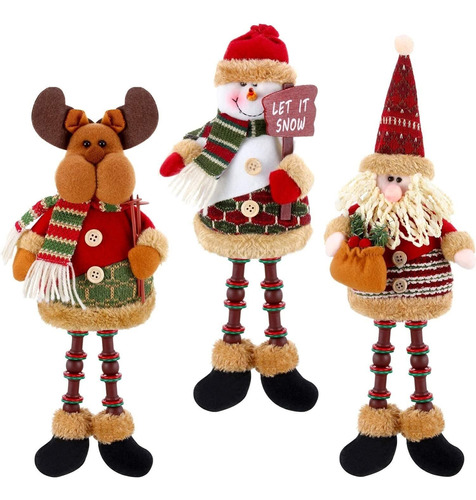 3 Piezas Figuras De Peluche De Navidad Para Decoración