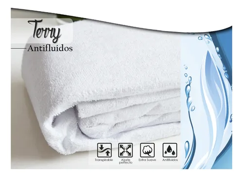 Protector De Colchón Semi Doble Antifluido Terry Cama 1,20