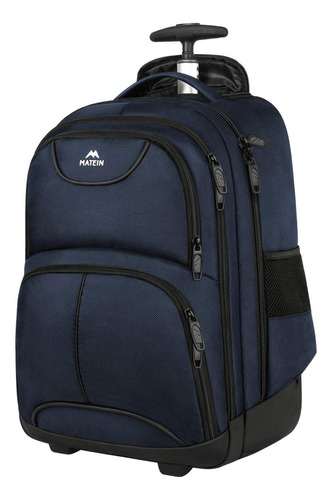 Mochila De Viaje Matein Impermeable Con Ruedas, Azul 15.6 Pu