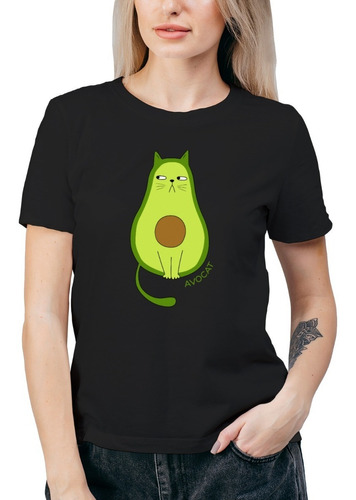  Polera Mujer Gato Michi Palta Avocat Cat Algodón An9