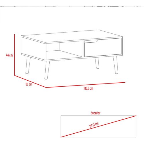 Mesa De Centro Modelo Oslo Color Blanco Duna