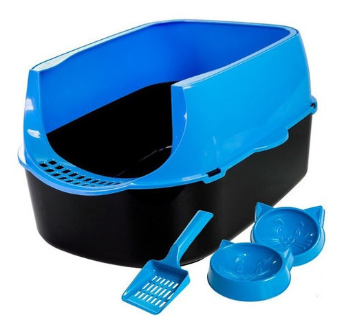 Caixa De Areia Banheiro Gato Sanitário Furba Sandbox Azul