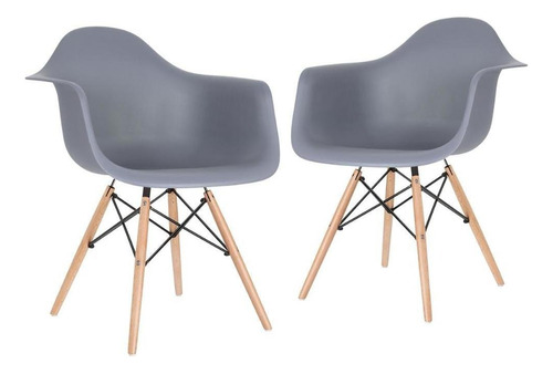 2 Cadeiras Charles Eames Daw  Com Braços  Cores Estrutura da cadeira Cinza-escuro
