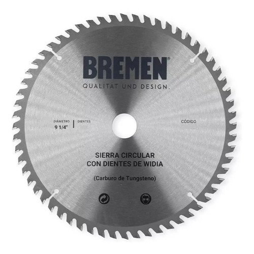 Disco Para Sierra Circular 9 1/4 Bremen 7822 60 Dientes