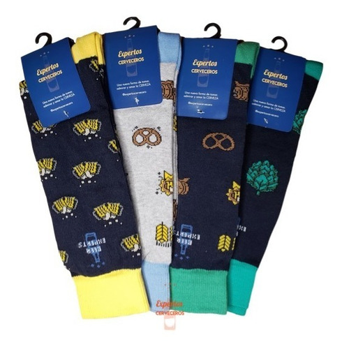 Imagen 1 de 9 de Foursome Beer Socks Lovers - 4 Pares De Medias (lúpulos)