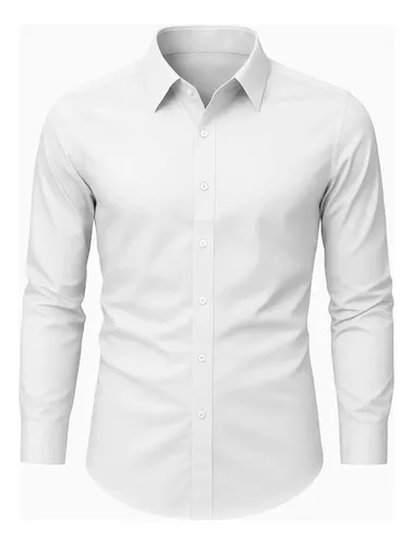 Camisa Social Masculina Slim Fit Premium Passa Facil Branco - foto 1