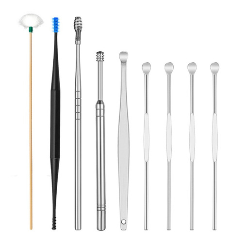 Kit Limpiador De Oídos De Cera De Acero Inoxidable Earpick 9