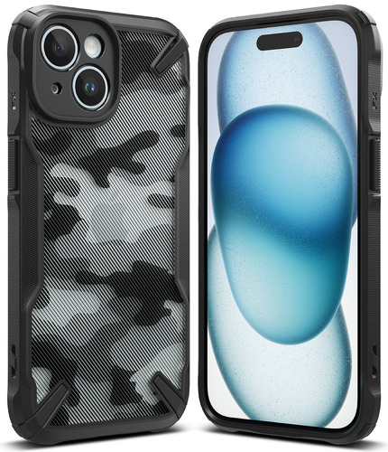 Estuche Ringke Para Apple iPhone 15 - Serie Fusion X | Negro | Compatible Con Carga Inalámbrica | Soporta Correas | Protección De Grado Militar | Antichoques - Camuflado Camo
