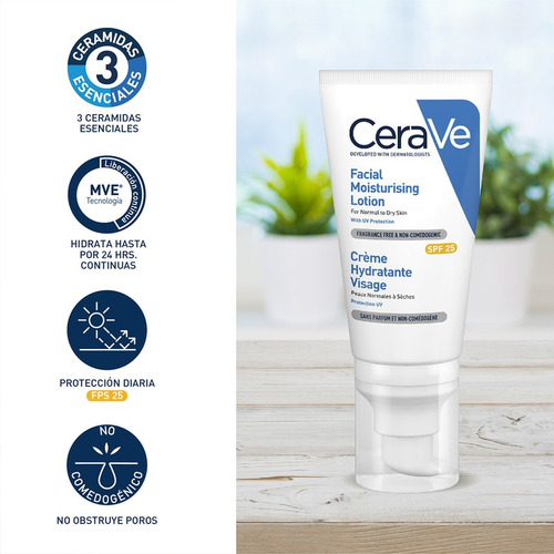 Imagen 5 de 6 de Cerave Loción Hidratante Diaria Piel Normal A Seca 52 Ml