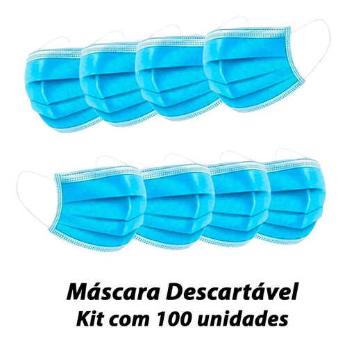 Mascaras Tnt Descartaveis Kit 100 Tripla Camada Proteção 