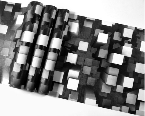 Papel Tapiz Cubos 3d Negro Blanco Moderno Pared Mural Lavabl